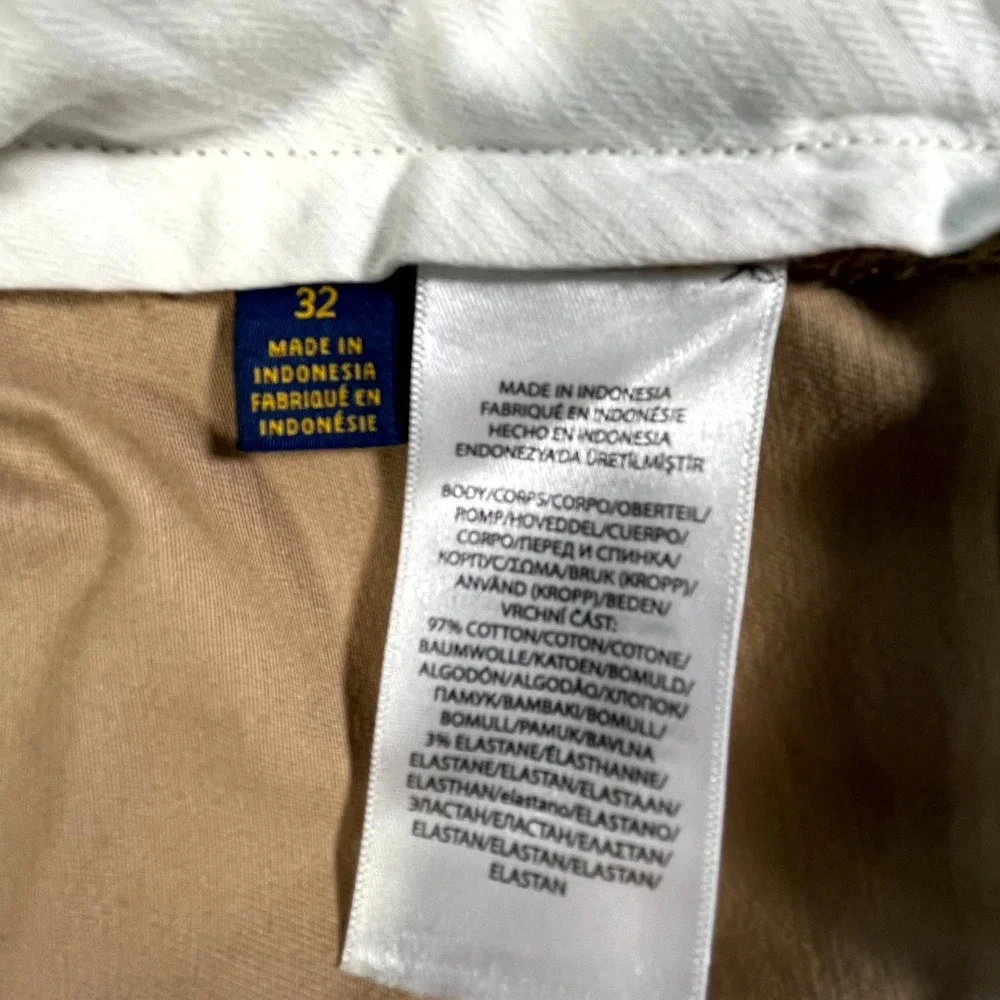 Polo Ralph Lauren Shorts‎ Mens 32 Beige Cotton Stretch Classic Fit Flat Front